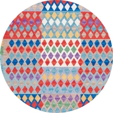 Safavieh 7 x 7 ft. Aspen Southwestern Hand Tufted Round Rug; Red & Blue APN406Q-7R